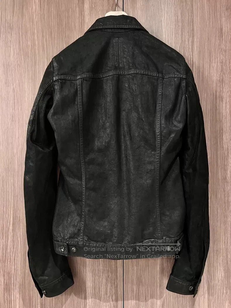 Rick Owens Wax-Coated Leather Sleeve Denim Jacket