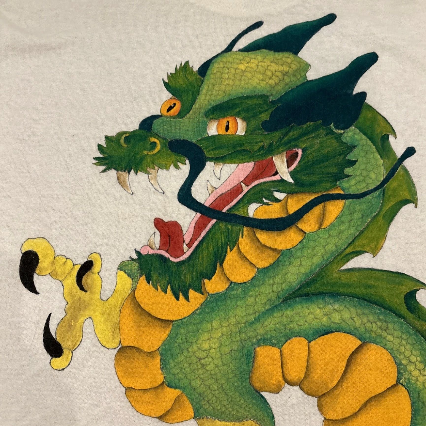 Vintage VINTAGE Dragon Hand Painted T-Shirt Wright David Taylor Size L Men's White Dragon Theme 90s Concert Artwork Shirt Mens Size US L / EU 52-54 / 3 - 4 Thumbnail