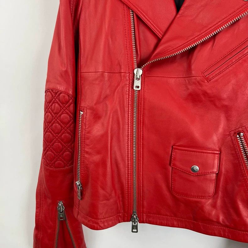 Alexander McQueen Alexander Mcqueen Red zipper motorcycle leather jacket Size XS / US 0-2 / IT 36-38 - 5 Thumbnail