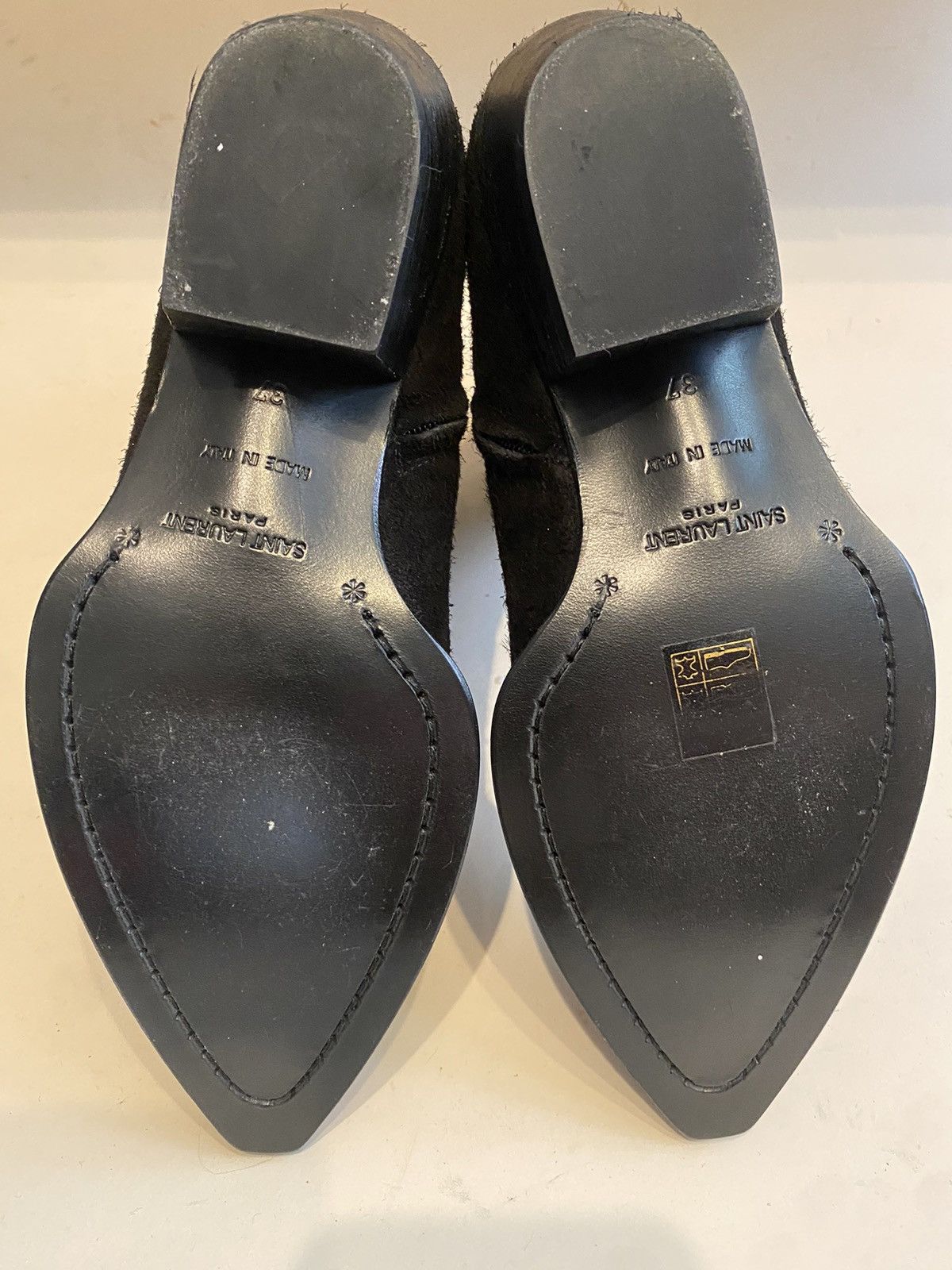 Anthony Vaccarello × Saint Laurent Paris × Yves Saint Laurent 🚬 [BIG SALE] Saint Laurent suede black biker boots Size US 7 / IT 37 - 9 Thumbnail