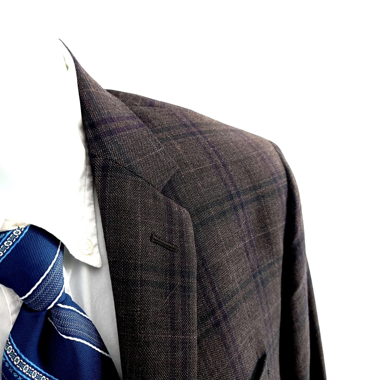 Ralph Lauren Ralph Lauren Wool Brown Sharkskin Purple Green Windowpane Sp Size 42L - 2 Thumbnail