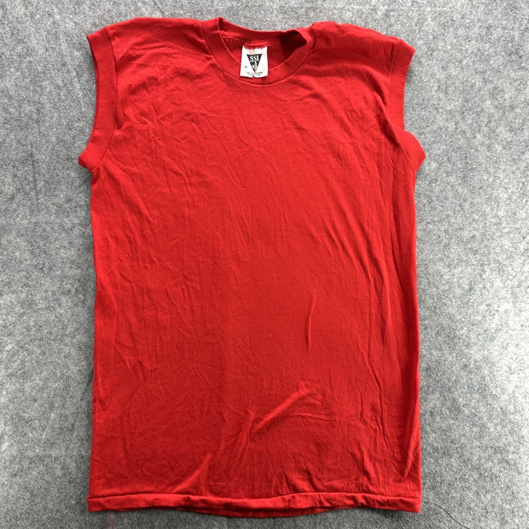 Vintage VINTAGE SSI Shirt Mens XL Red Sleeveless Cutoff Muscle Tee Made in USA Size US XL / EU 56 / 4 - 2 Thumbnail