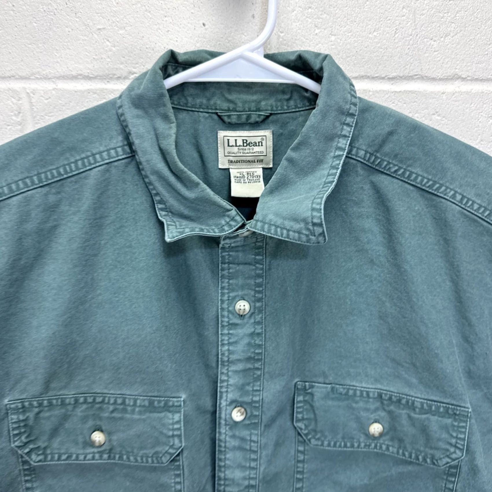 Vintage L.L. Bean Button Down Shirt Mens XL Green Cotton Traditional Fit Heavyweight 270133 Casual Workwear All Seasons Long Sleeve Button-Up Regular Fit Size US XL / EU 56 / 4 - 3 Thumbnail