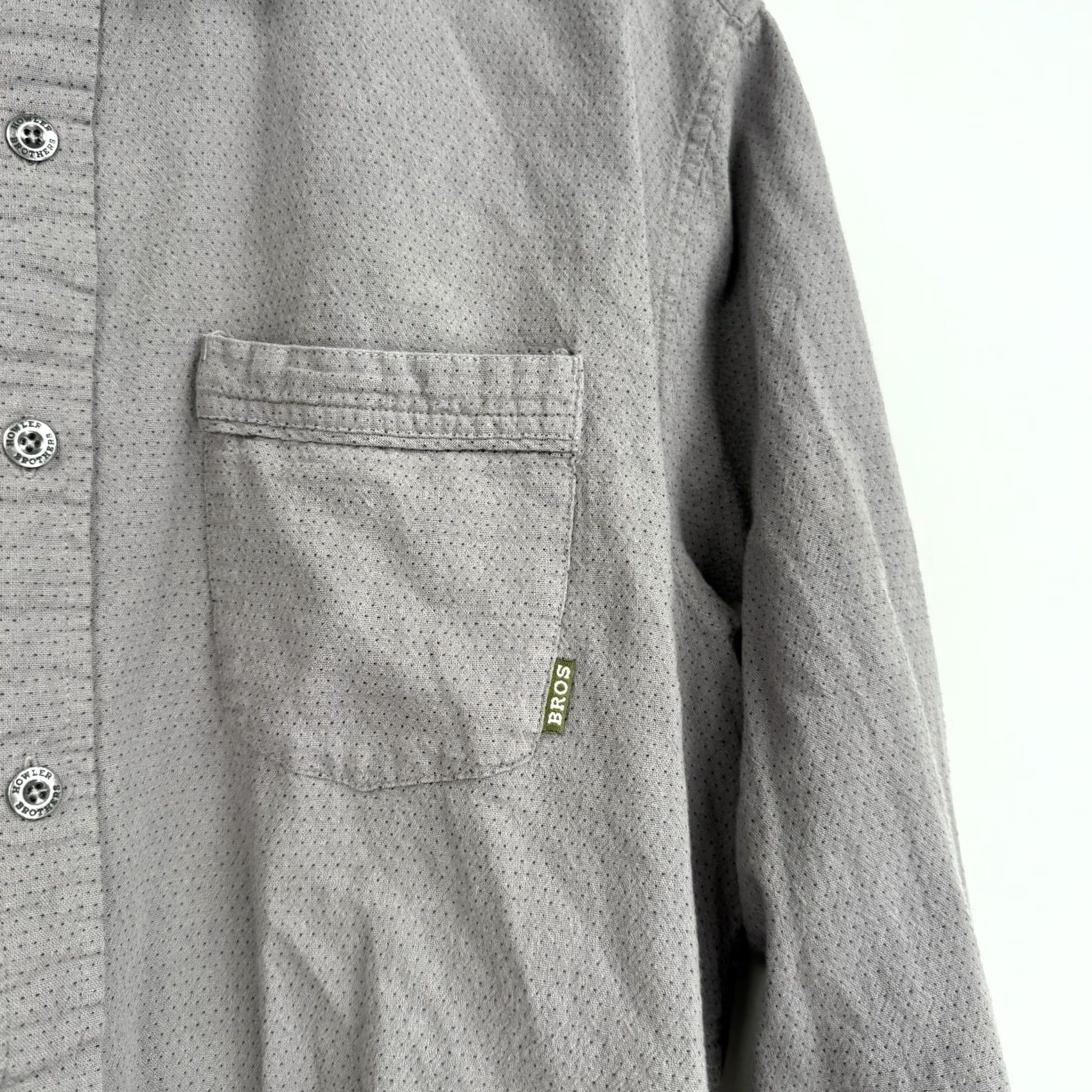 Howler Brothers Howler Brothers Shirt Mens Medium Button-Up Gray Long Sleeve Hiking Outdoors Knit Cotton Polka Dot Casual Travel Workwear Size US M / EU 48-50 / 2 - 5 Thumbnail