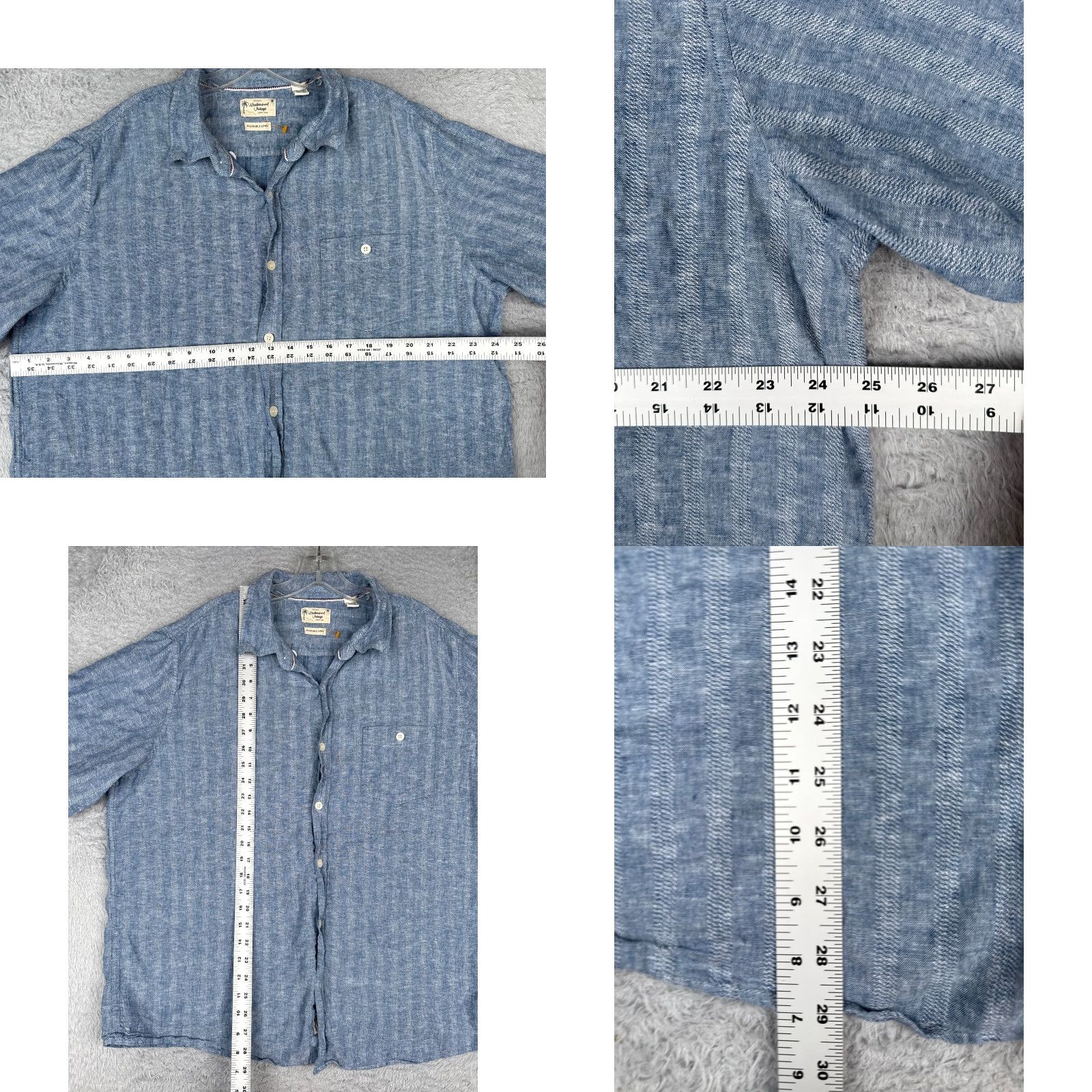 Weatherproof VINTAGE Weatherproof Shirt Weatherproof Vintage Shirt Adult 2XL Blue Stripe Button Up Linen Hawaiian Size US XXL / EU 58 / 5 - 8 Thumbnail