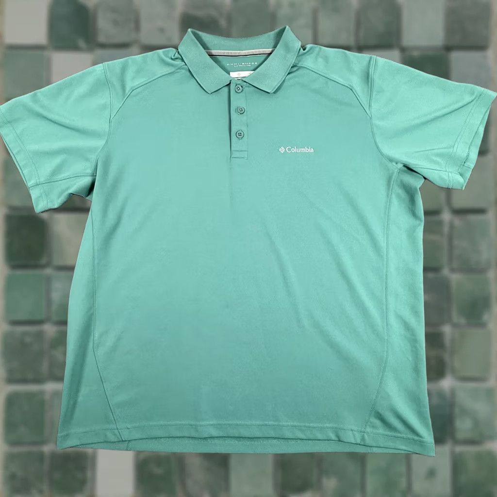 Vintage Columbia Polo Shirt Mens XL Green Omni Shade Sun Protection Golf Performance Shirt PDQ Embroidered Logo Size US XL / EU 56 / 4 - 1 Thumbnail