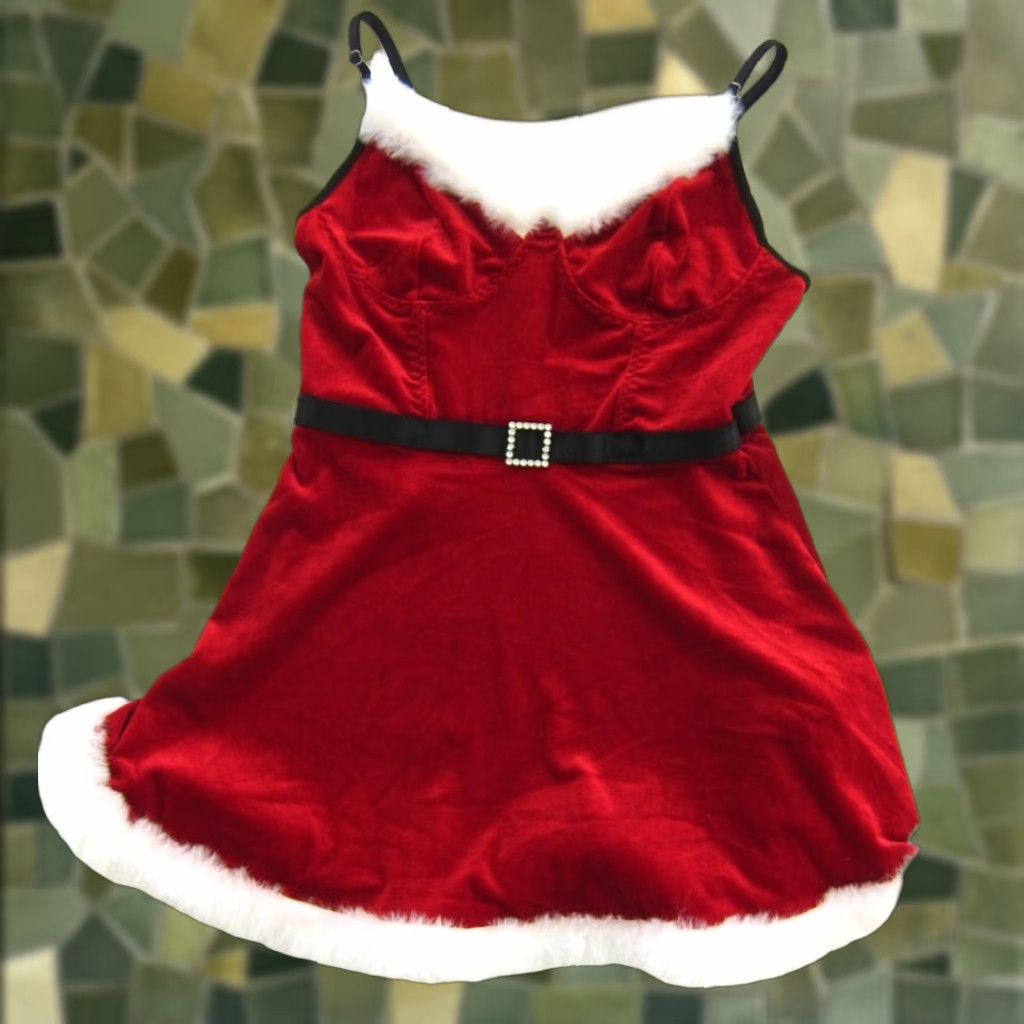 Velvet NWT RSLOVE Christmas Santa Red Black Velvet Stretch Sexy Lingerie Camisole S Size ONE SIZE - 1 Thumbnail