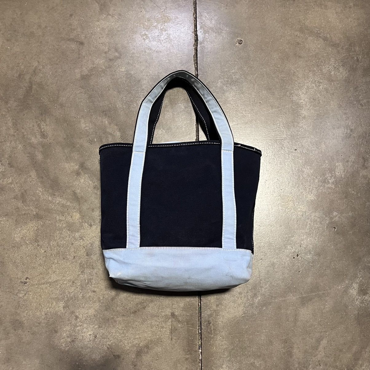 L.L. Bean Vintage Lands End Canvas Boat Tote Bag Navy Blue 90s Utility Size ONE SIZE - 1 Thumbnail