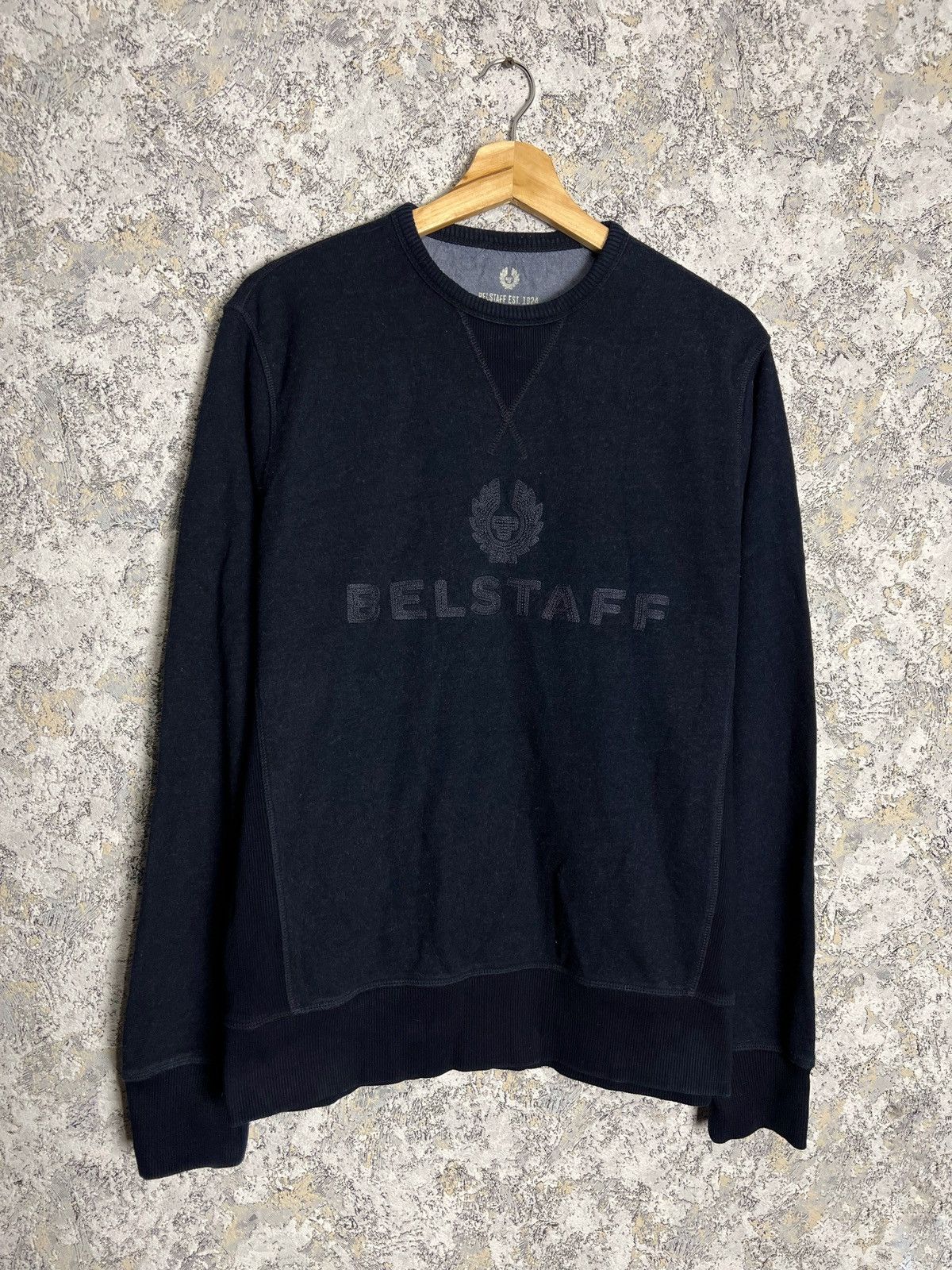 Belstaff × Vintage Vintage Belstaff Big Logo Navy Sweatshirt Long Sleeve Size M Size US M / EU 48-50 / 2 - 1 Thumbnail