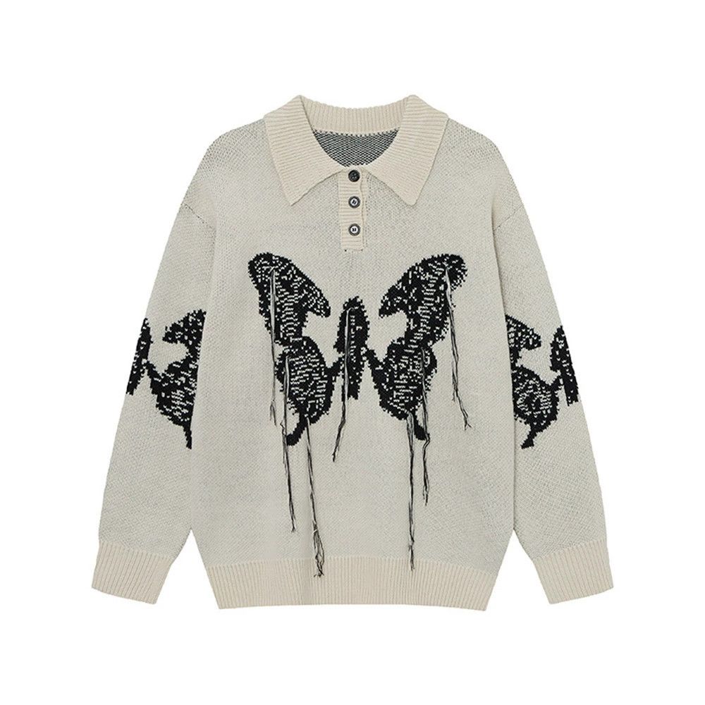 Vintage Loose casual men's high street butterfly lapel sweater Size US M / EU 48-50 / 2 - 1 Thumbnail