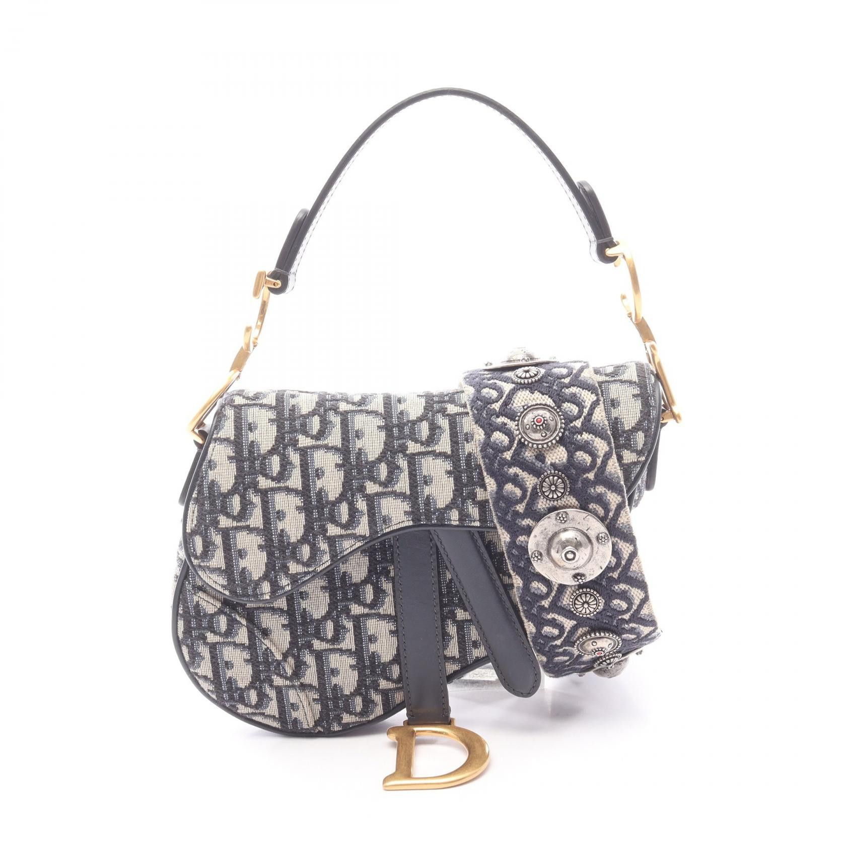 Dior Dior Dior Saddle Bag Oblique Jacquard 2way handbag Leather Shoulder Bag DUTY FREE for USA Size ONE SIZE - 1 Thumbnail