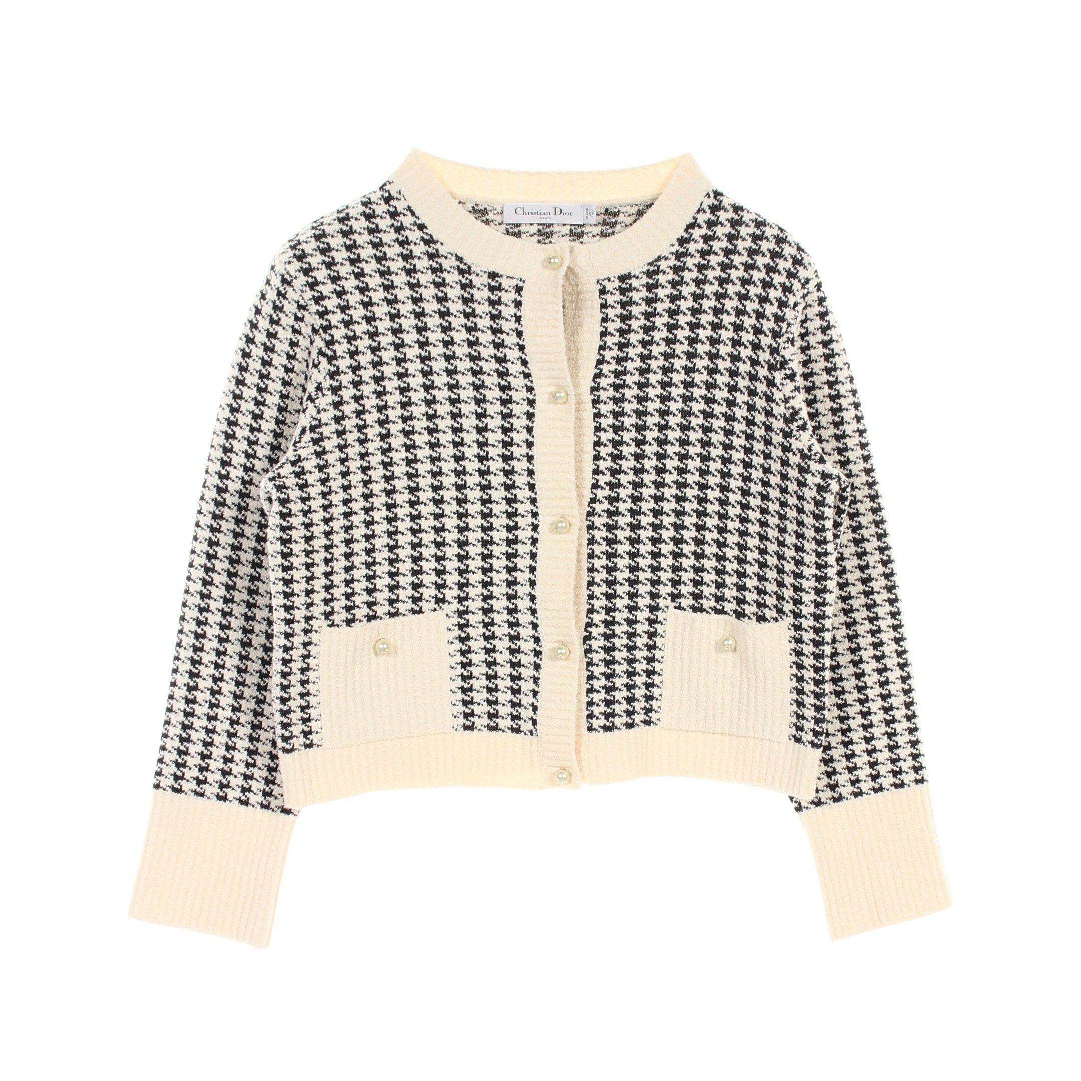 Dior Ensemble Houndstooth Cotton Ivory Black Pearl Button