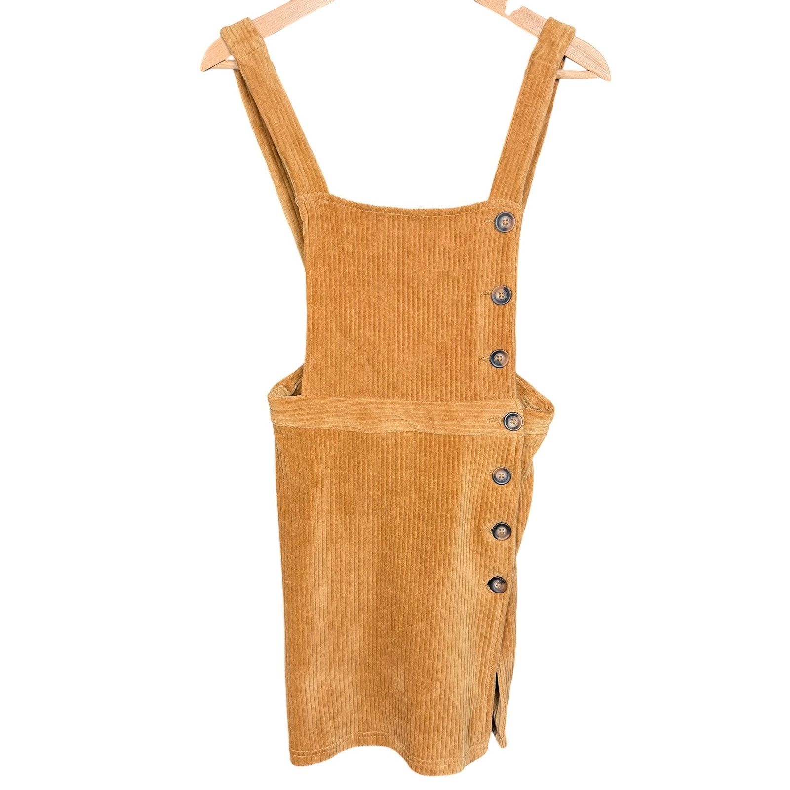 Topshop Topshop Womens US 4 Brown Corduroy Button Side Overall Dress Size S / US 4 / IT 40 - 7 Thumbnail