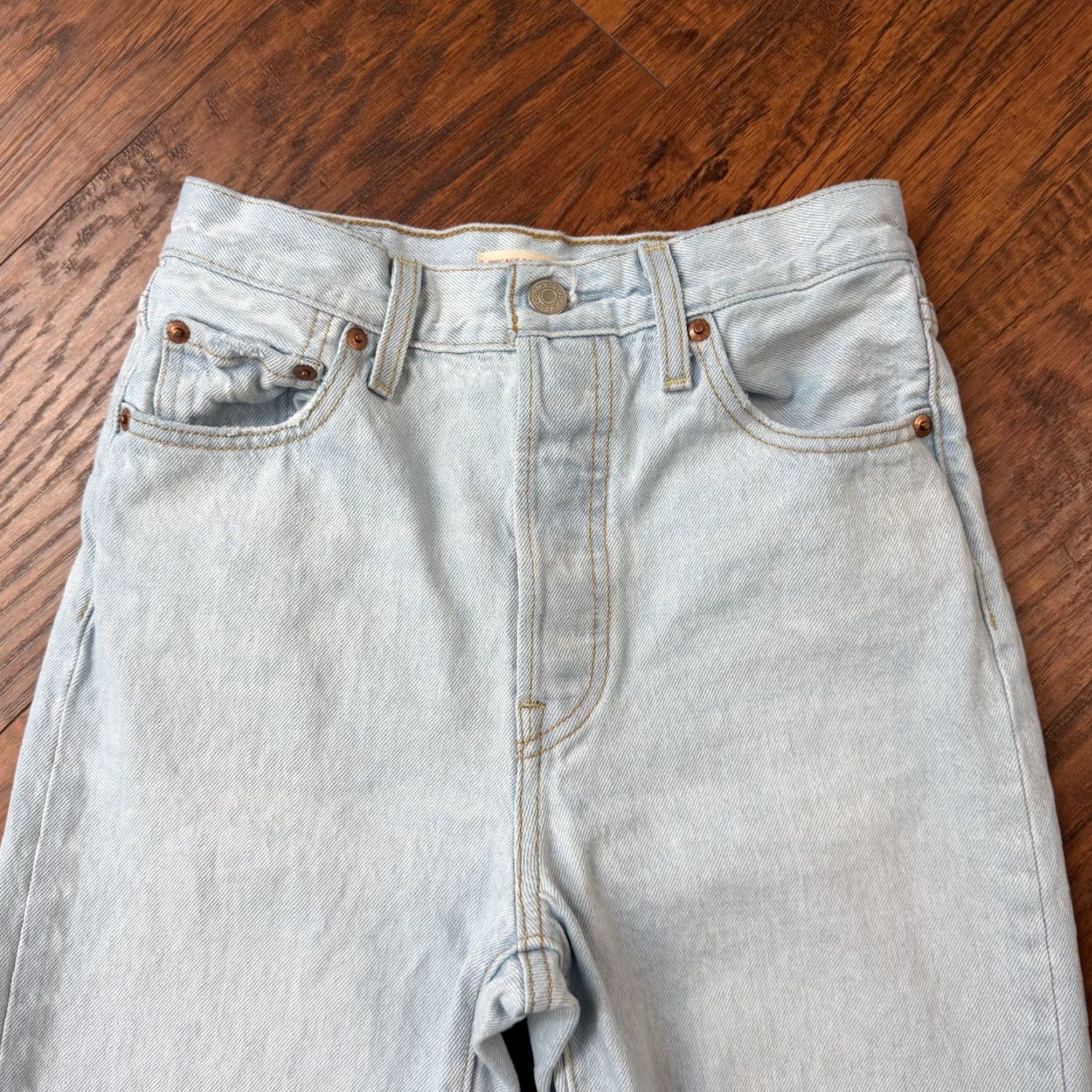 Levi's Levi's Ribcage Jeans Women Regular 25 Blue 25x26 Denim Ankle Straight Button Fly 100% Cotton Size 42" / US 20 - 2 Thumbnail
