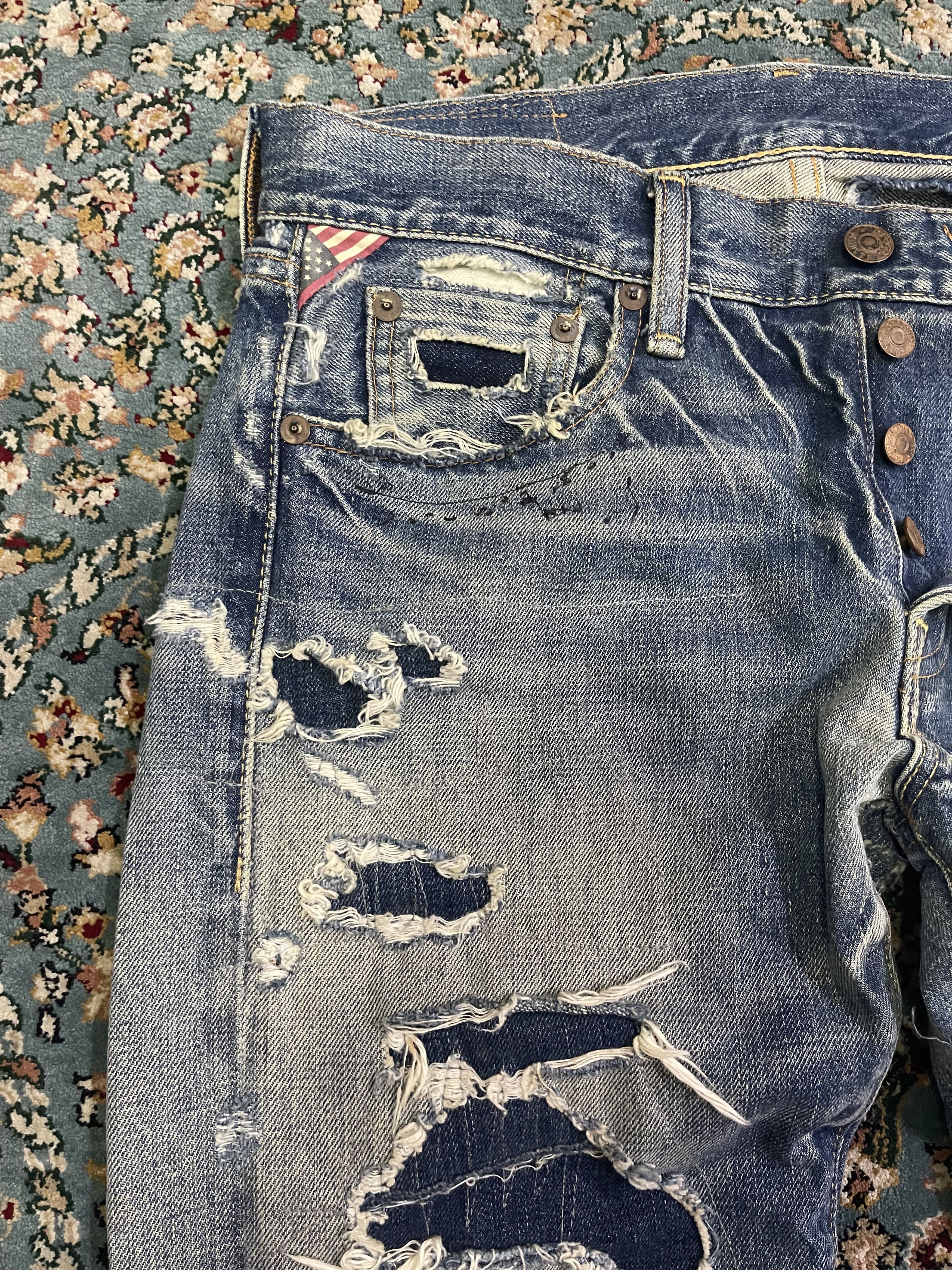 Denim & Supply Ralph Lauren Vintage Distressed Ripped Off Slim Style Size US 30 / EU 46 - 4 Thumbnail