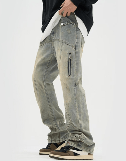 Japanese Brand American retro cargo zipper trendy flared jeans Size US 34 / EU 50 - 2 Thumbnail