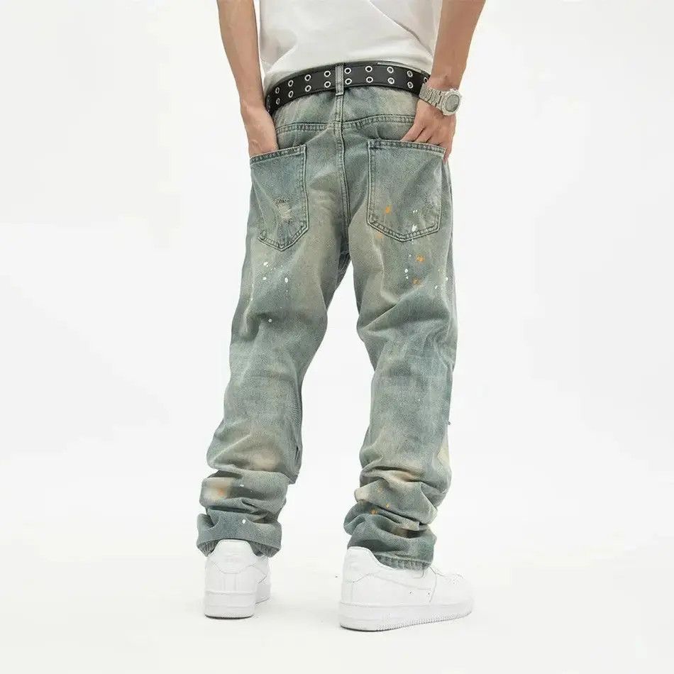 Japanese Brand Distressed Washed-out Loose Thin Vaqueros Size US 32 / EU 48 - 3 Thumbnail