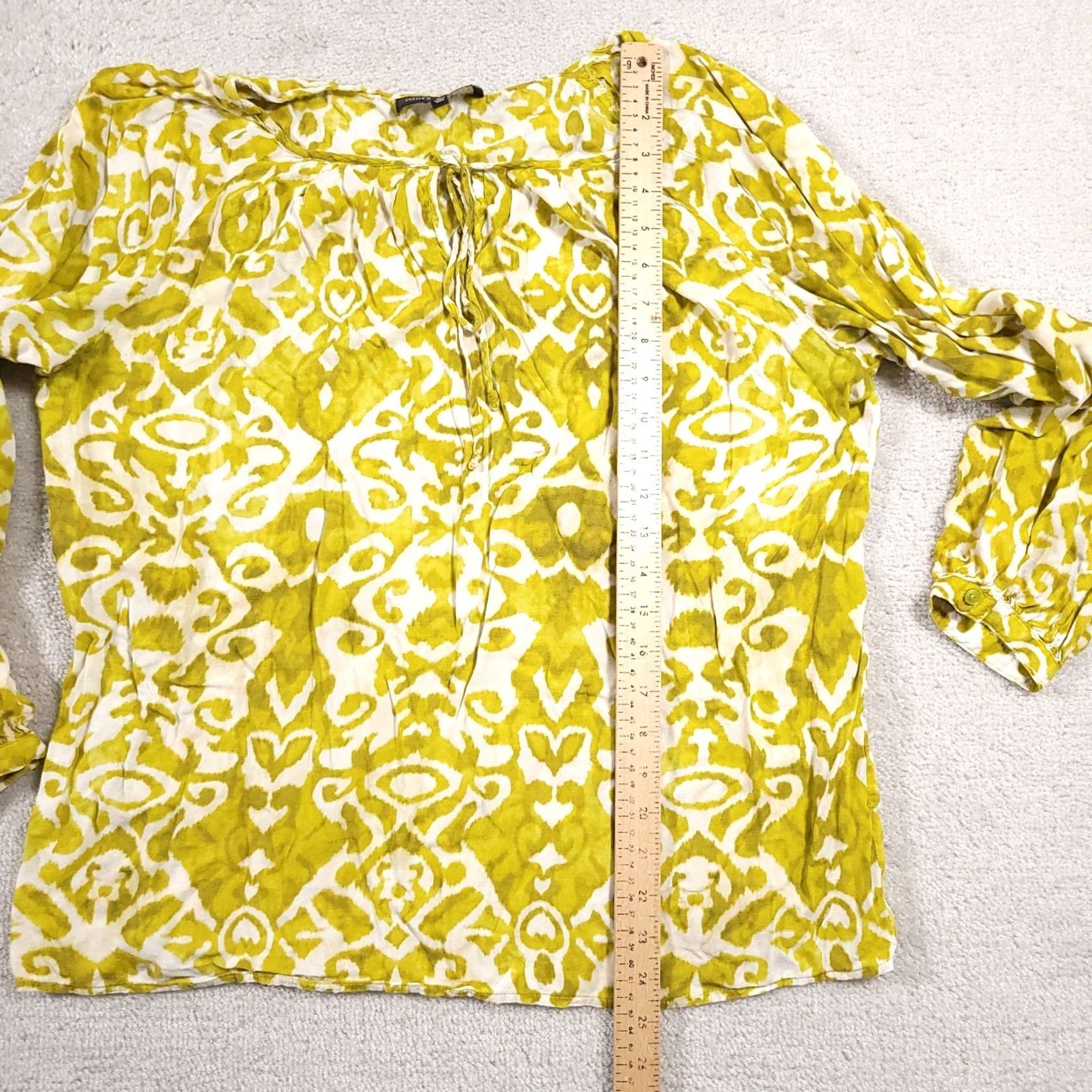 Jones New York Jones New York Shirt Women's XL Green Geometric Long Sleeve Keyhole Neck Size XL / US 12-14 / IT 48-50 - 7 Thumbnail