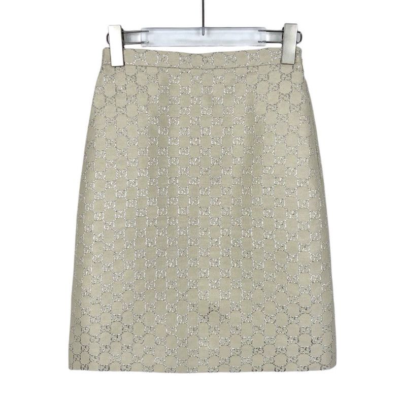 Gucci Gucci Beige Logo Jacquard Wool Skirt-dmc Size 36" / US 14 / IT 50 - 1 Thumbnail