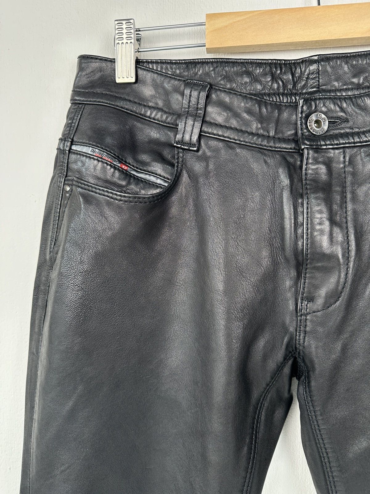 Diesel Y2K DIESEL 100% Leather Black Pants size 29 Vintage Size 29" - 4 Thumbnail