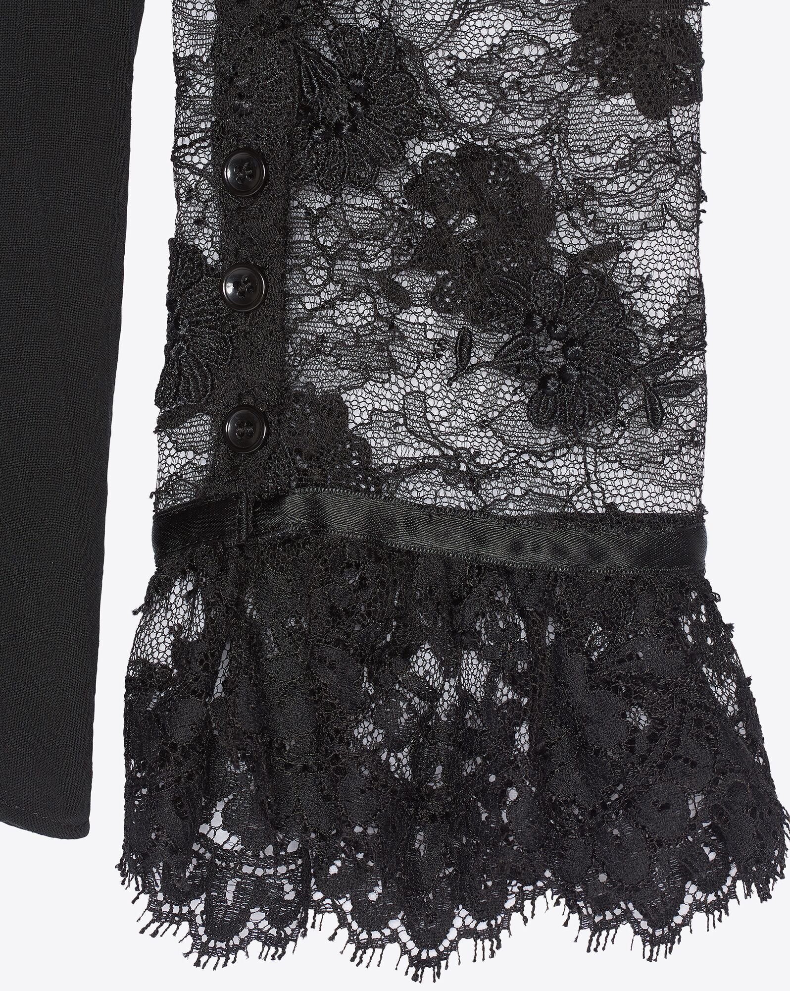 Saint Laurent Paris o1bcso1str0924 Fitted Ruffled Shirt in Black Size US XXS / EU 40 - 3 Thumbnail