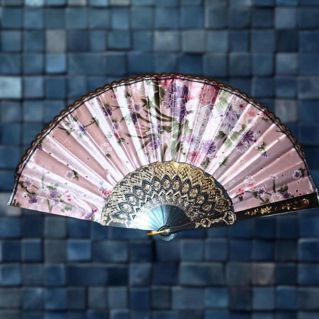 Vintage Vintage Hand Fan with Floral Design, Small Handheld Fan, Approx. 16 Inch, Unbranded Size ONE SIZE - 1 Preview