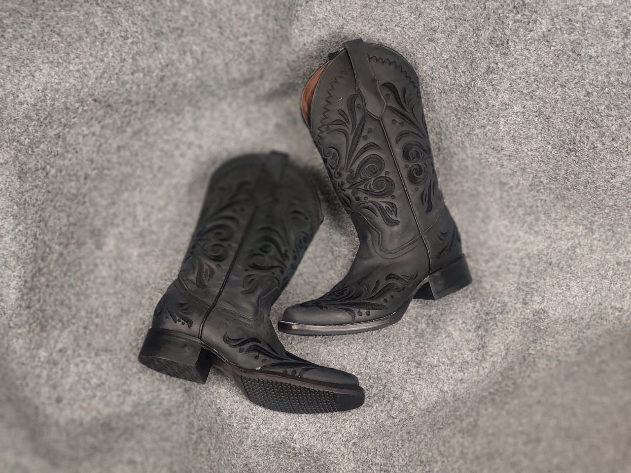 Sancho Boots Circle G Cowboy Western Black Leather Boots Vintage Shoes Size US 9 / IT 39 - 13 Thumbnail