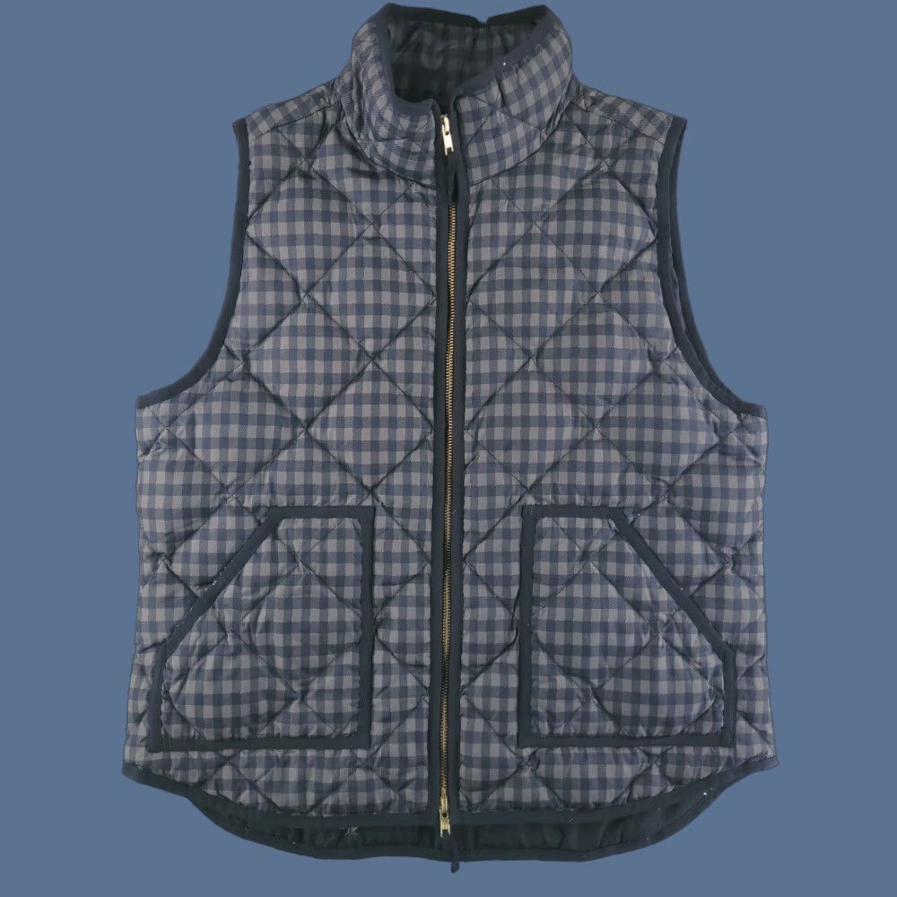 J.Crew J.CREW Puffer Vest Women Large Gray Down Puffer Jacket Vest Mockneck Herringbone Style, US Size L Womens Size L / US 10 / IT 46 - 1 Thumbnail