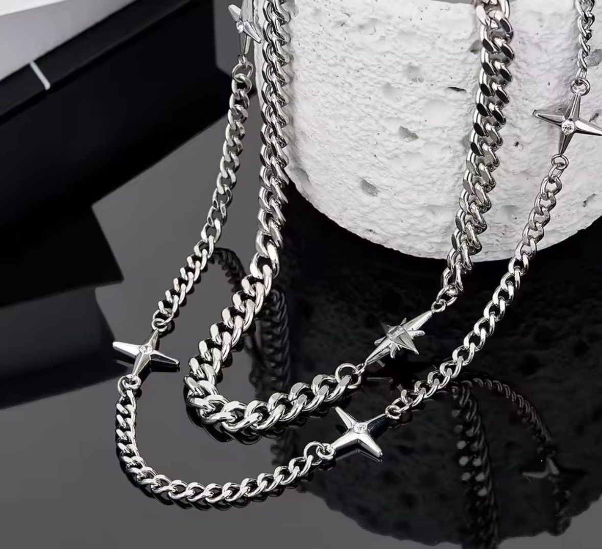 Jewelry Hip Hop Double-layer Star Cross Necklace Size ONE SIZE - 3 Thumbnail