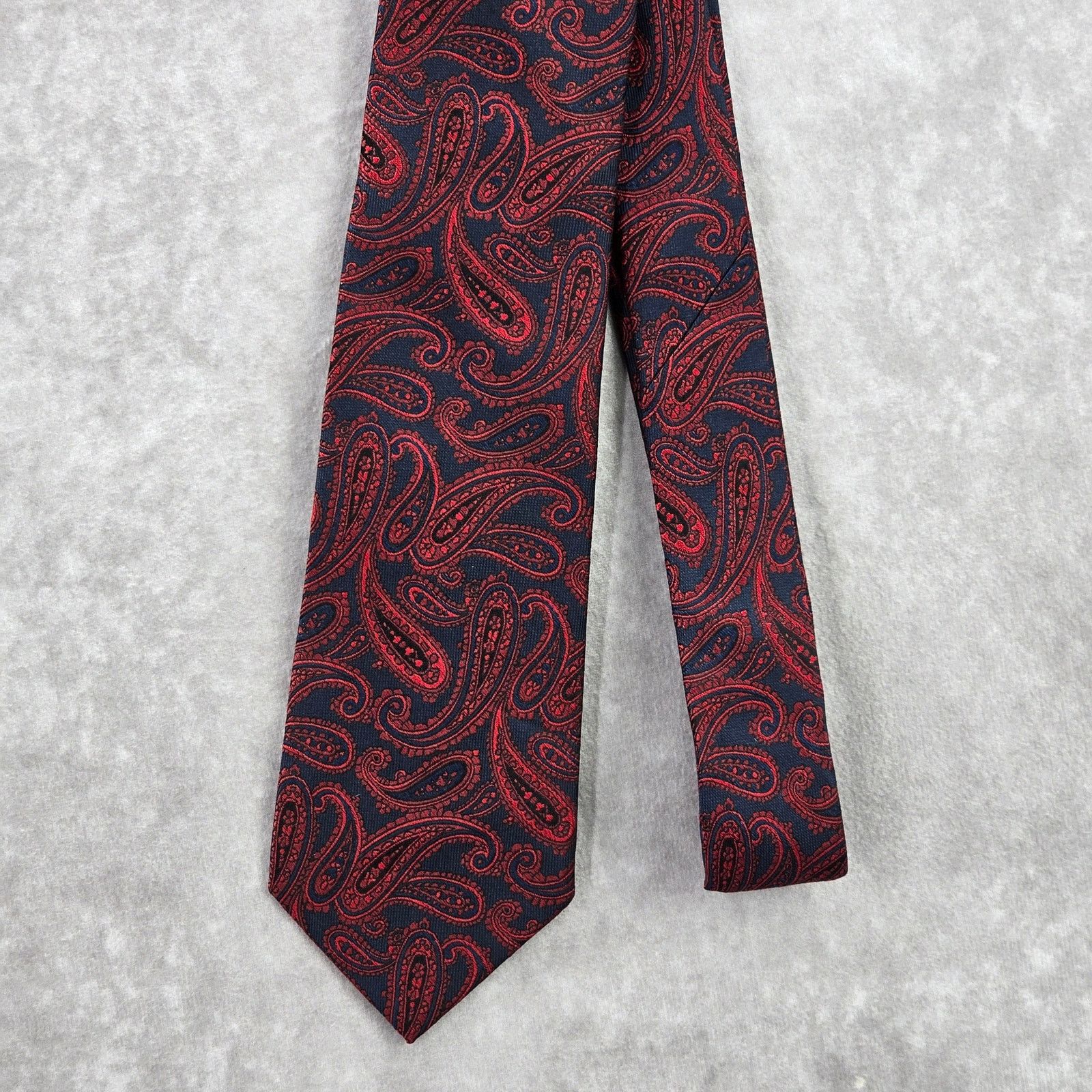 Other Pronto Plomo Platinum Red Blue Floral Paisley Silk Neck Tie Size 30 - 2 Thumbnail