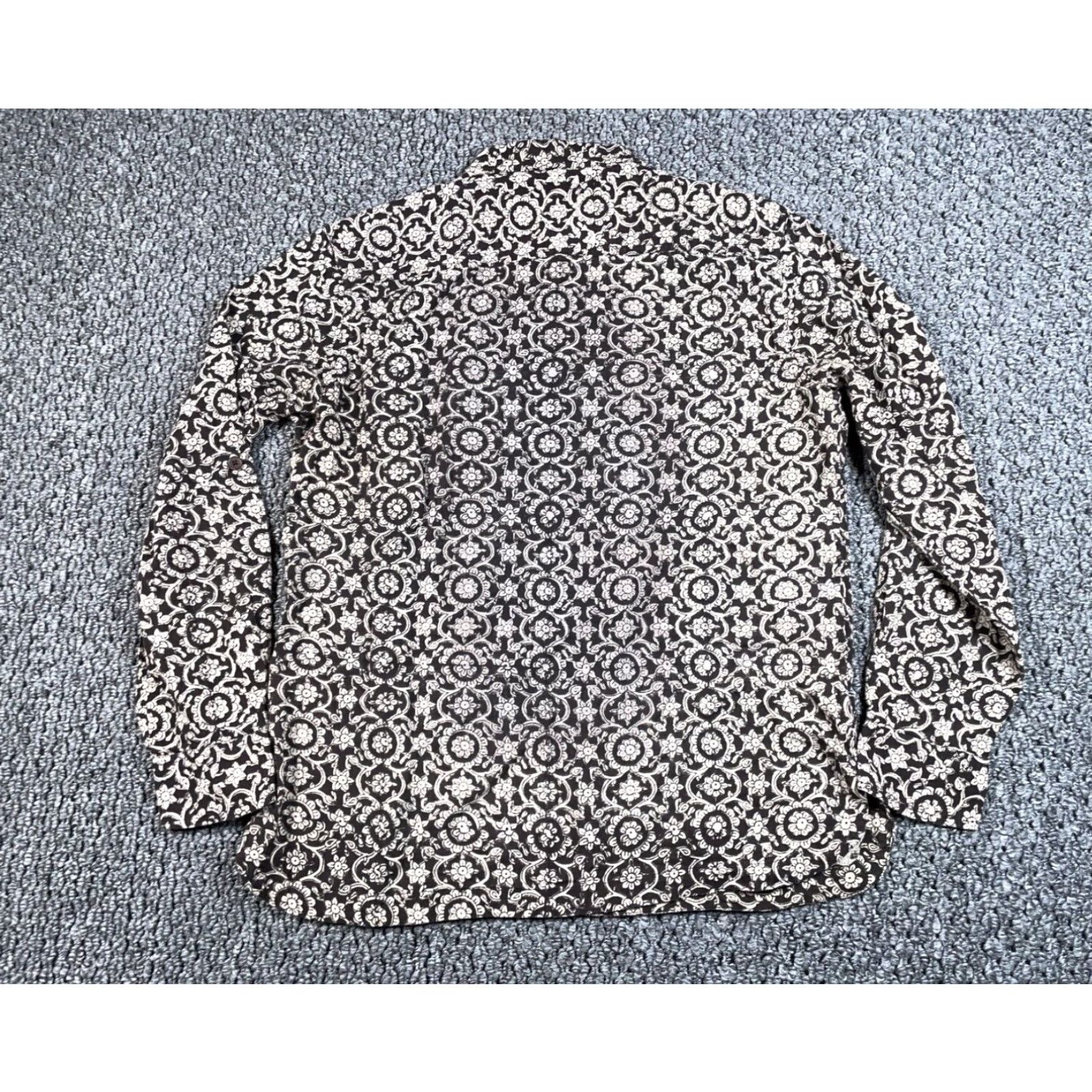 Vintage VINTAGE Fabindia Band Collar Shirt Mens M Black Geometric 40 Button-Up Long Sleeve Henley Casual Retro Hippie Shirt Size US M / EU 48-50 / 2 - 2 Thumbnail