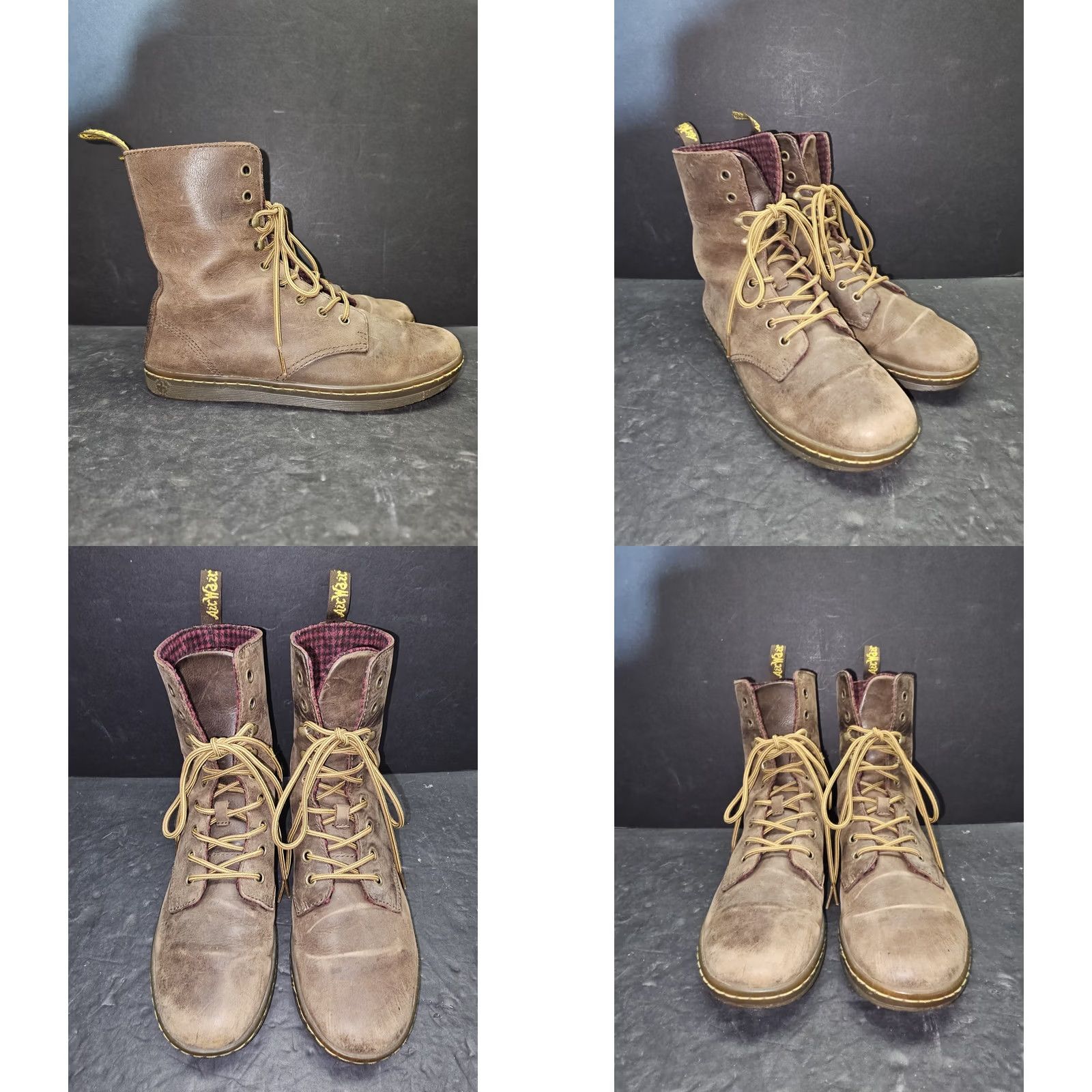 Dr. Martens VINTAGE Dr Martens Tehani Lace Up Brown Leather Combat Boots Tartan Plaid Lined Size 8 Womens 90s Punk Casual Shoes Size US 8 / IT 38 - 8 Thumbnail