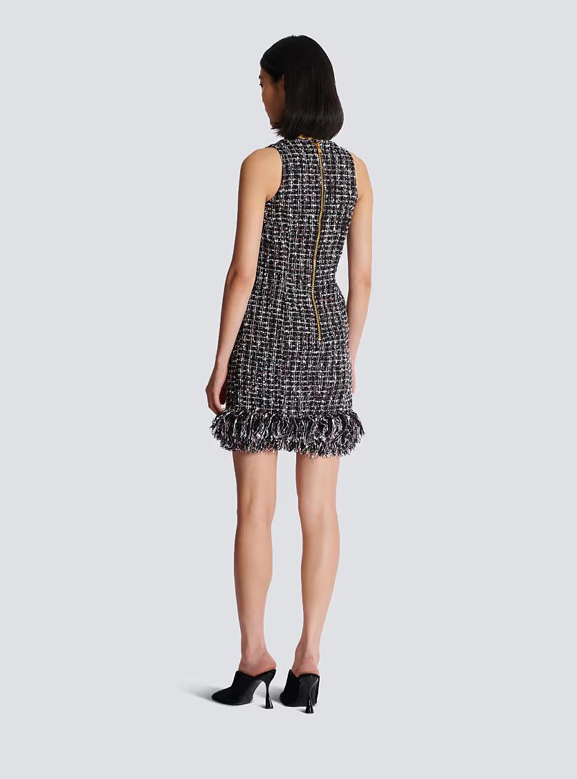Balmain o1s1wg110725 Short Tweed Dress in Black Size XL / US 12-14 / IT 48-50 - 3 Thumbnail