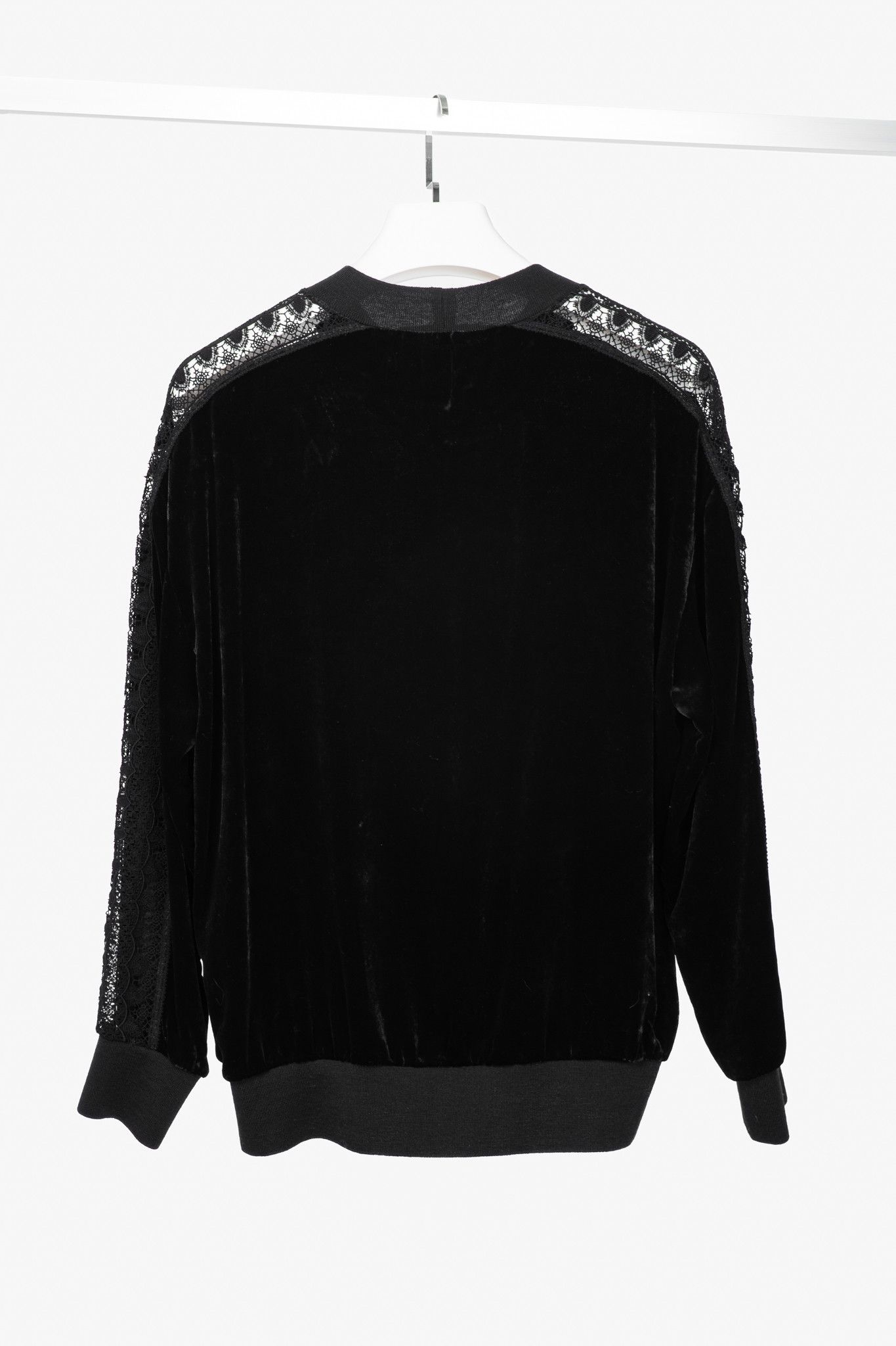 Stella McCartney Stella McCartney Black Lace & Velvet Sweatshirt Size M / US 6-8 / IT 42-44 - 2 Thumbnail
