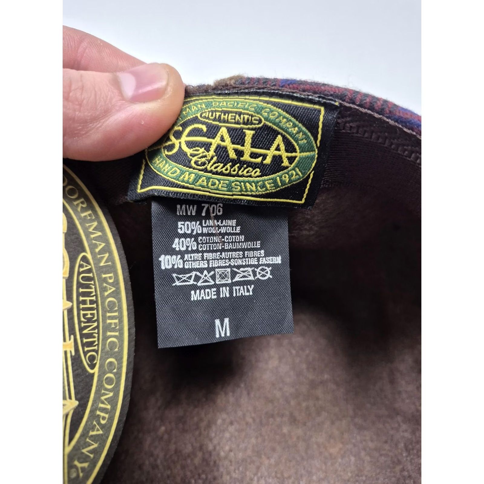Vintage Scala Hat Flat Cap Fitted Mens M Brown Check Wool Newsboy Italy Patchwork NWT Size ONE SIZE - 5 Thumbnail