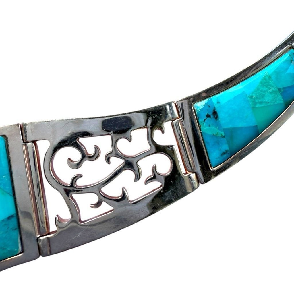 Vintage JAY KING DTR Mine Finds Genuine Turquoise Gemstone Copper Rose Gold Tone Bib Statement Necklace Designer Jewelry Size ONE SIZE - 11 Thumbnail