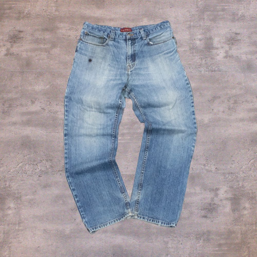Japanese Brand Y2K 00's Midwash Baggy Relax Fit Wide Legged Denim Pant's Size US 34 / EU 50 - 2 Thumbnail