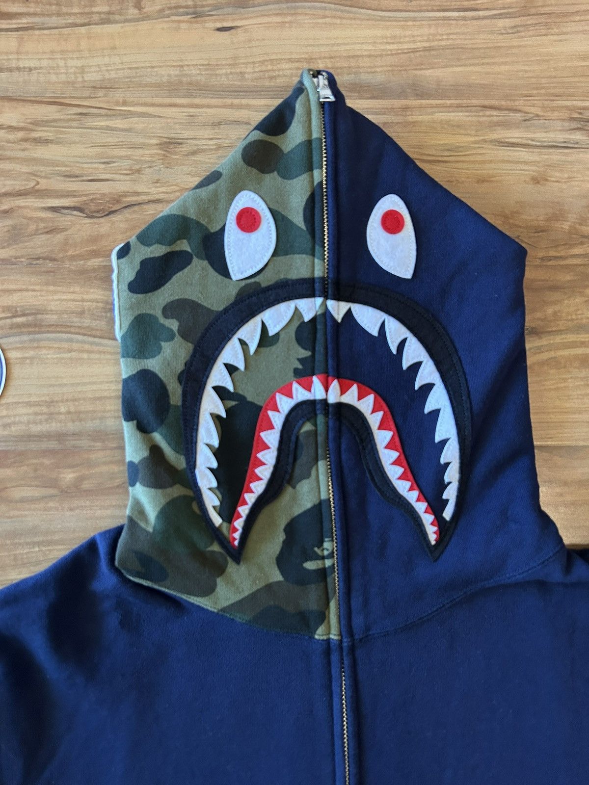 Bape Bape Navy/Green Camo Shark Full Zip Hoodie Size US XL / EU 56 / 4 - 3 Thumbnail