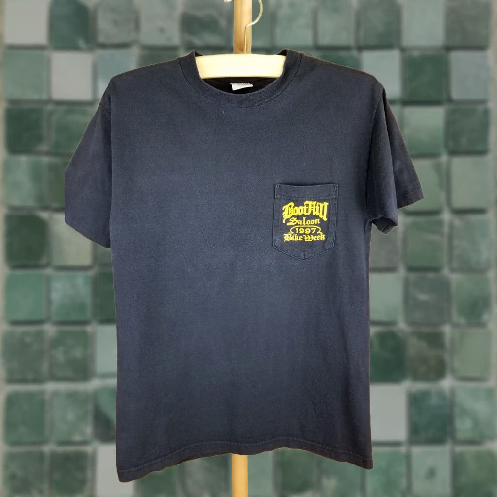 Vintage VINTAGE 97' BOOT HILL SALOON BIKE WEEK ONE POCKET BLACK COTTON T-SHIRT SZ MEDIUM Size US M / EU 48-50 / 2 - 1 Thumbnail