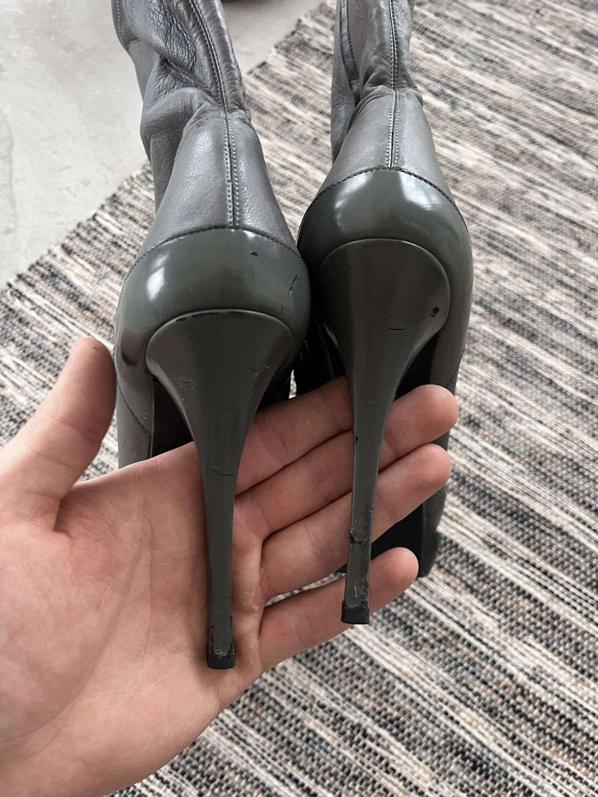 Gucci Rare Gucci Wimbledon Grey Leather Platform Ankle Heels Boots Size US 8.5 / IT 38.5 - 15 Thumbnail