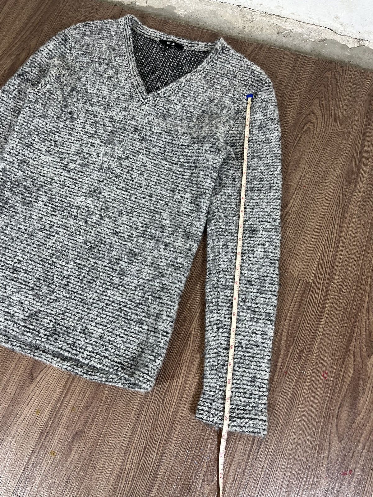 Shellac Shellac Grey Mix V-Neck Knit Sweater Size US M / EU 48-50 / 2 - 13 Thumbnail