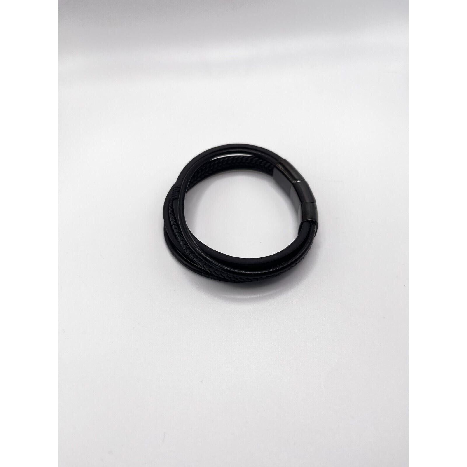 The Unbranded Brand Black Leather Bracelet Artisan Handcrafted Double Strand Size ONE SIZE - 5 Thumbnail