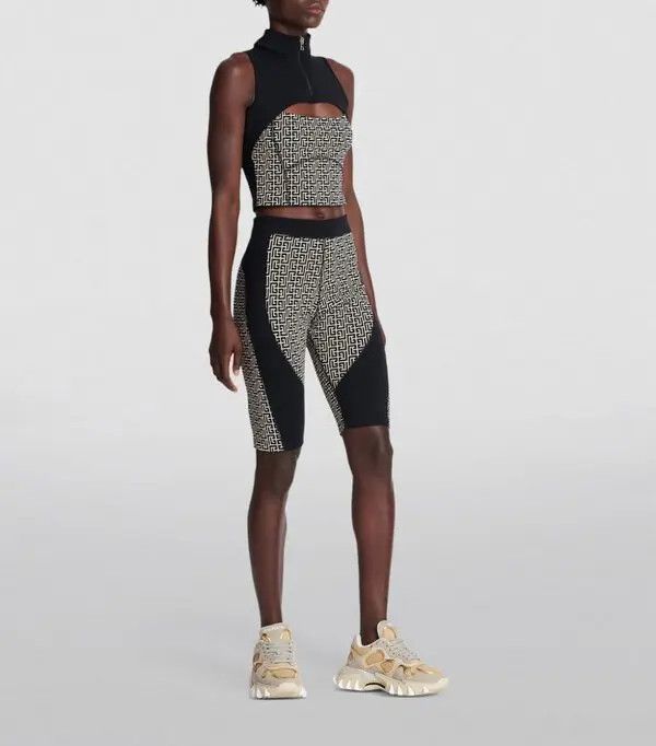 Balmain o1s1wg111225 Monogram Crop Top in Black Size XL / US 12-14 / IT 48-50 - 2 Thumbnail