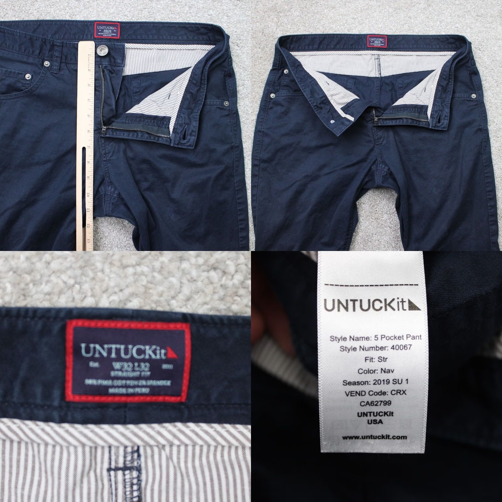 UNTUCKit UNTUCKit Pants Mens 32x32 Blue 5-Pocket Straight Fit Pima Cotton Stretch Slim Chino Shirt Style Casual Mens Regular Size 32 Blue Pants Size US 32 / EU 48 - 8 Thumbnail