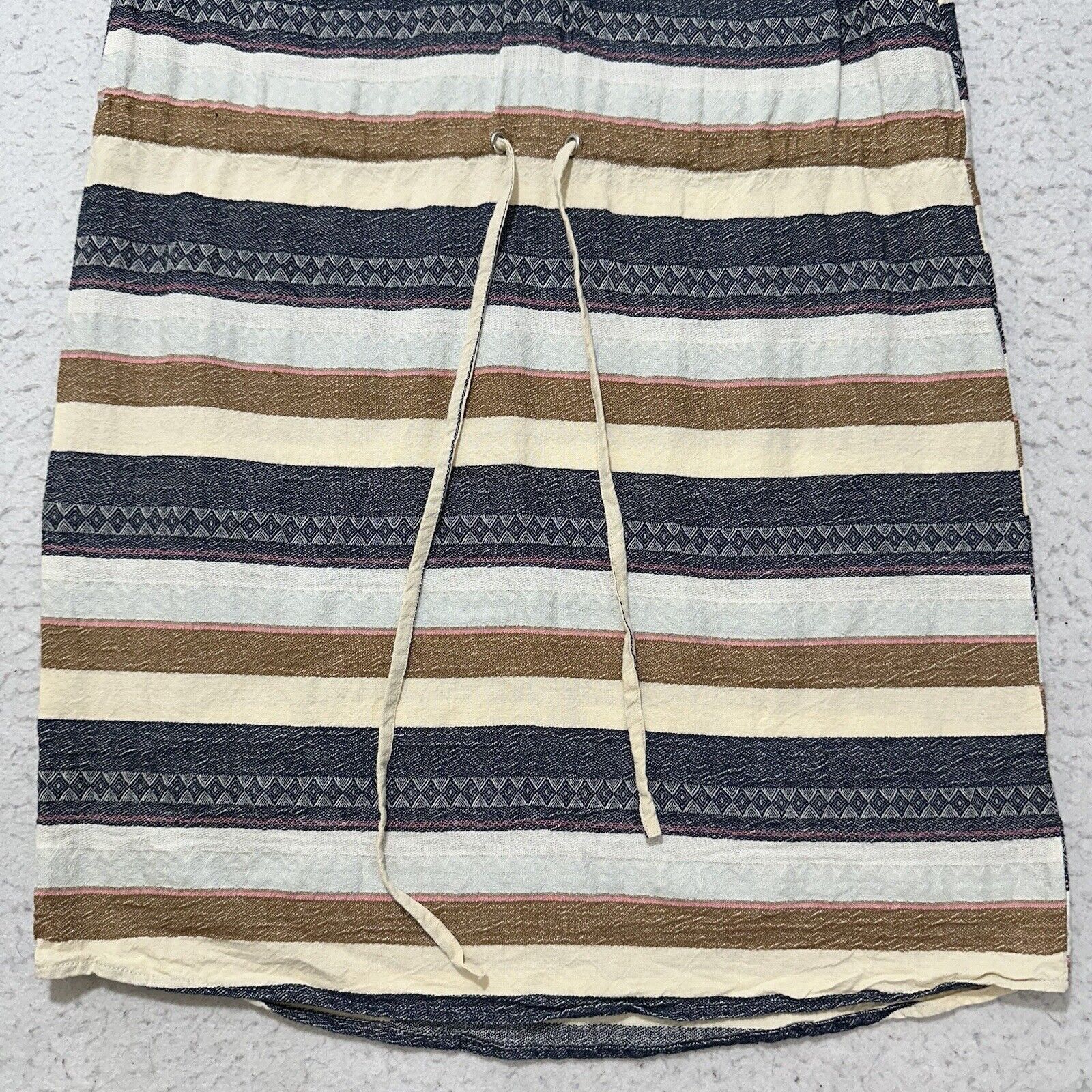 Other Mud Pie Medium A-Line Dress Cotton Textured Striped Collared Size M / US 6-8 / IT 42-44 - 7 Thumbnail