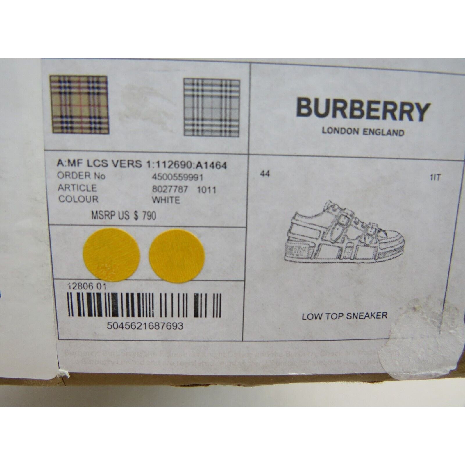 Burberry BURBERRY VERS WHITE CANVAS RUBBER STRAPS LOGO SNEAKERS 44 11 Size US 11 / EU 44 - 14 Thumbnail