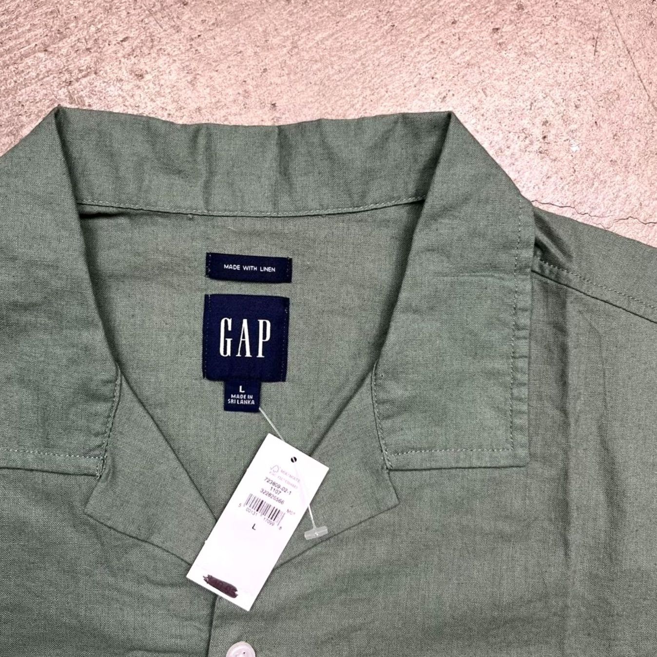 Gap VINTAGE? No. NWT Gap linen camp collar button shirt green mens large preppy Size US L / EU 52-54 / 3 - 3 Thumbnail