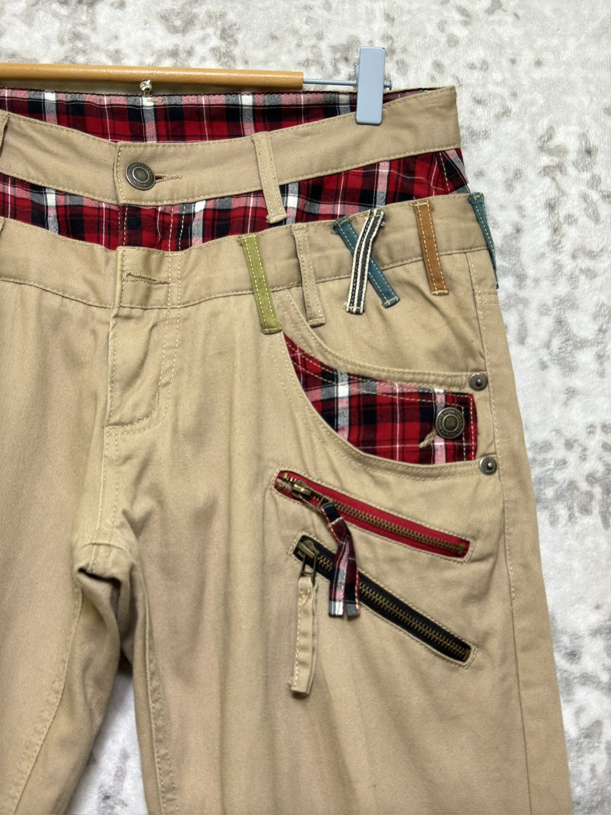 Japanese Brand Y2K Japanese Archive Punk Double Waist Zipper Detail Pants Size US 32 / EU 48 - 5 Thumbnail