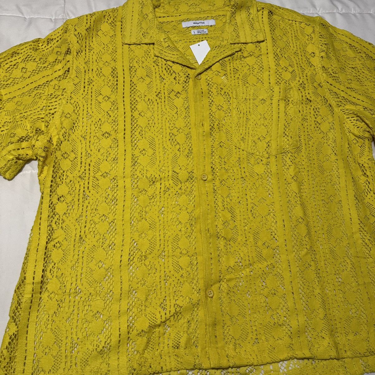 Urban Outfitters Yellow lace short sleeve button up Size US L / EU 52-54 / 3 - 3 Thumbnail