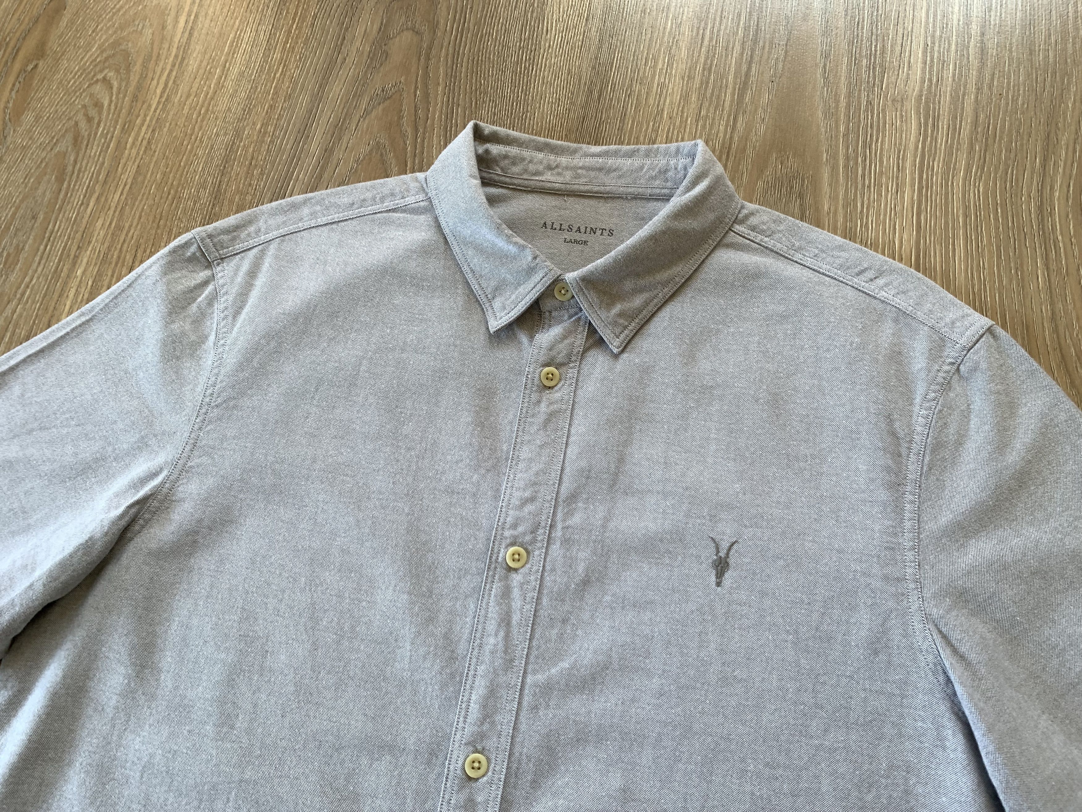 Allsaints Allsaints Cotton Grey Short Sleeve Shirt Size US L / EU 52-54 / 3 - 4 Thumbnail